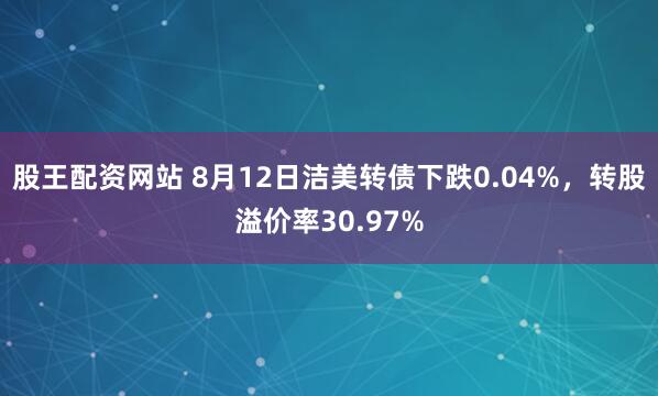 股王配资网站 8月12日洁美转债下跌0.04%，转股溢价率30.97%
